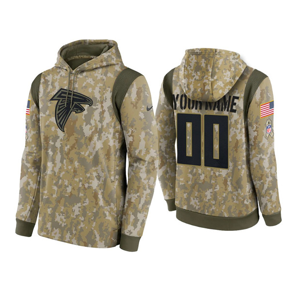 Men's Atlanta Falcons Active Player Custom Camo 2021 Salute To Service Therma Performance Pullover Hoodie
